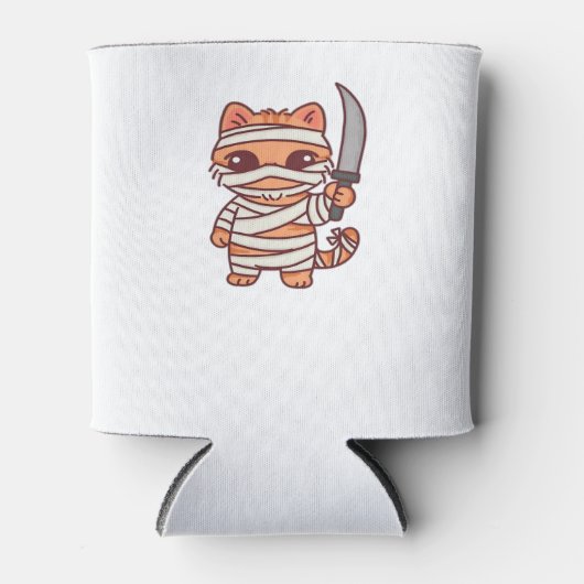 Kawaii Halloween Mummy Cat mit Sword Classic T-Sh Dosenkühler (Vorderseite)