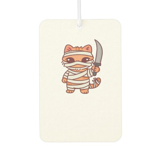 Kawaii Halloween Mummy Cat with Sword Classic T-Sh Autolufterfrischer (Vorderseite)