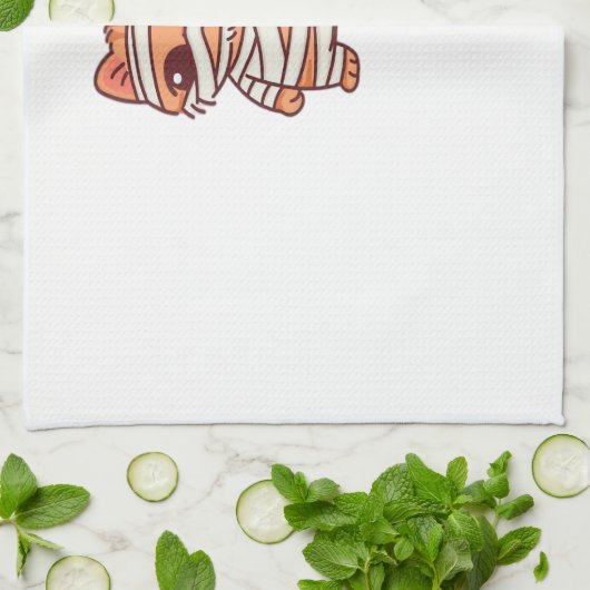 Kawaii Halloween Mummy Cat with Sword Classic T-Sh Geschirrtuch (Gefaltet)