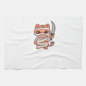Kawaii Halloween Mummy Cat with Sword Classic T-Sh Geschirrtuch (Horizontal)