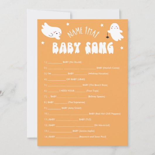 Kawaii Halloween Name Dieses Baby Song Game Card Einladung (Vorderseite)