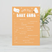 Kawaii Halloween Name Dieses Baby Song Game Card Einladung (Stehend Vorderseite)