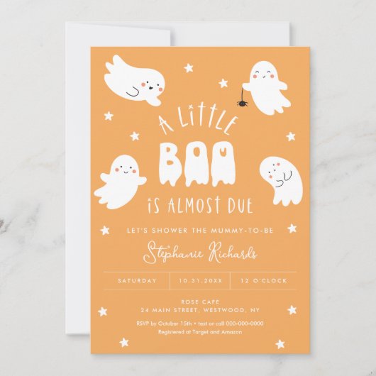 Kawaii Halloween Niedlich Ghost Baby Shower Einlad Einladung (Vorderseite)