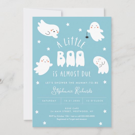 Kawaii Halloween Niedlich Ghost Baby Shower Einlad Einladung (Vorderseite)
