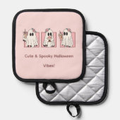 Kawaii Halloween Oven Mitt & Pot Holder Set Topflappen (Vorderseite/Rückseite)
