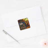 Kawaii Halloween Owl Hexenpuppe mit Big Eyes Quadratischer Aufkleber (Umschlag)