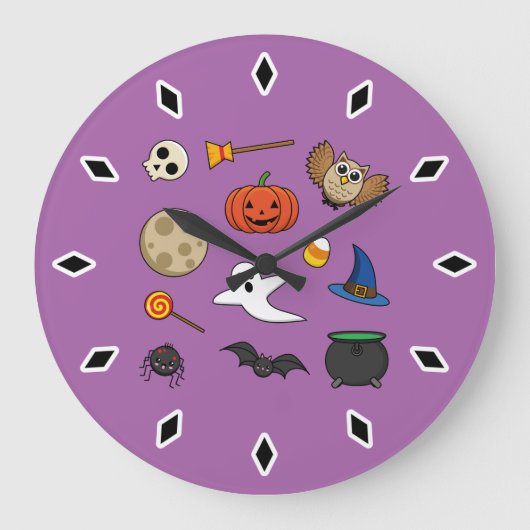 Kawaii Halloween Pack Große Wanduhr (Vorderseite)