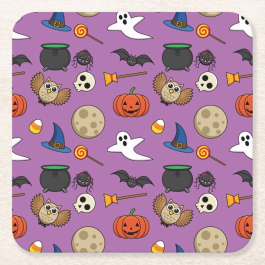 Kawaii Halloween Pack Rechteckiger Pappuntersetzer (Vorderseite)