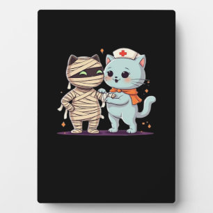 Kawaii Halloween Pals Mummy & Nurse cat Oversified Fotoplatte
