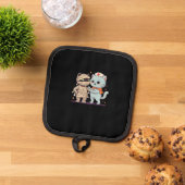 Kawaii Halloween Pals Mummy & Nurse cat Oversized Topflappen (Oben Unten)