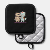 Kawaii Halloween Pals Mummy & Nurse cat Oversized Topflappen (Vorderseite/Rückseite)