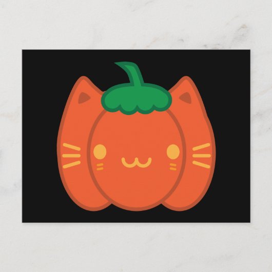 Kawaii Halloween Pumpkin Cat Postkarte (Vorderseite)