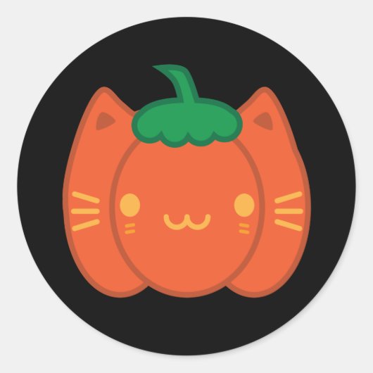 Kawaii Halloween Pumpkin Cat Runder Aufkleber (Vorderseite)