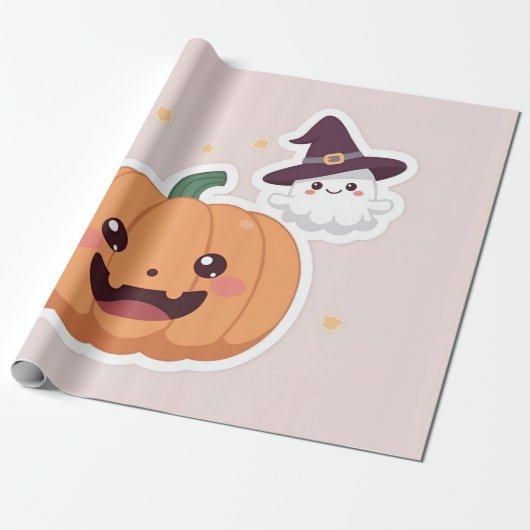 Kawaii Halloween Pumpkin Geschenkpapier (Ungerollt)