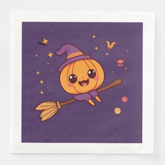 Kawaii Halloween Pumpkin Napkin Serviette (Vorderseite)