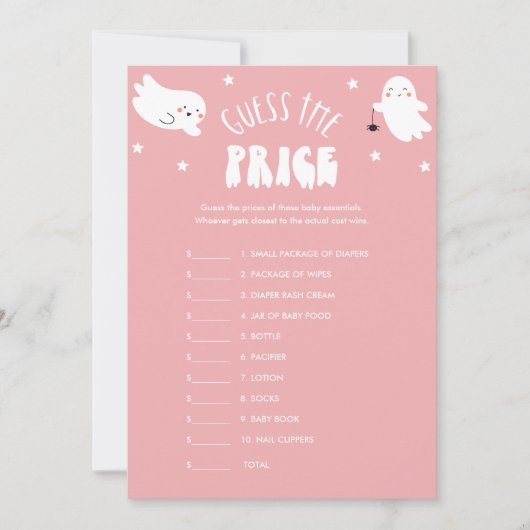 Kawaii Halloween rät das Price Baby Shower Game Einladung (Vorderseite)