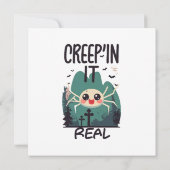Kawaii Halloween Spider Pun Einladung (Rückseite)