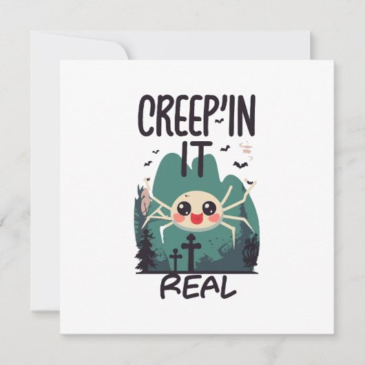 Kawaii Halloween Spider Pun Einladung (Vorderseite)