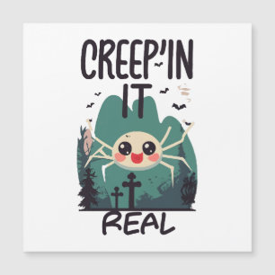 Kawaii-Halloween-Spinnen-Wortspiel Magnetkarte