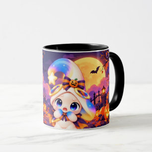Kawaii-Halloween-Tasse mit Kürbissen und Spukhaus Tasse