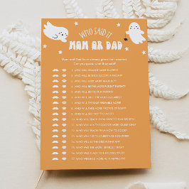 Kawaii Halloween Wer sagte es Mama oder Vater Baby Einladung