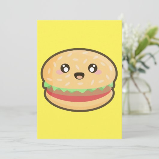 Kawaii Hamburger Einladung (Stehend Vorderseite)