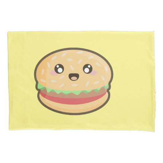 Kawaii Hamburger Kissenbezug (Vorderseite)