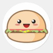 Kawaii Hamburger Runder Aufkleber (Vorderseite)