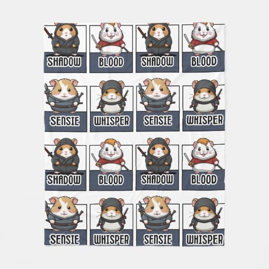 Kawaii Hamster Ninja Pattern Fleecedecke (Vorderseite)