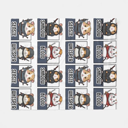Kawaii Hamster Ninja Pattern Fleecedecke (Vorderseite (Horizontal))