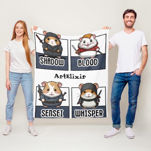 Kawaii Hamster Ninja Print Fleecedecke (Beispiel)