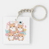 Kawaii Hamster Rings Squad Art Schlüsselanhänger (Rückseite)