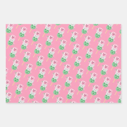 Kawaii Hanami Dango Geschenkpapier Set (Vorderseite)