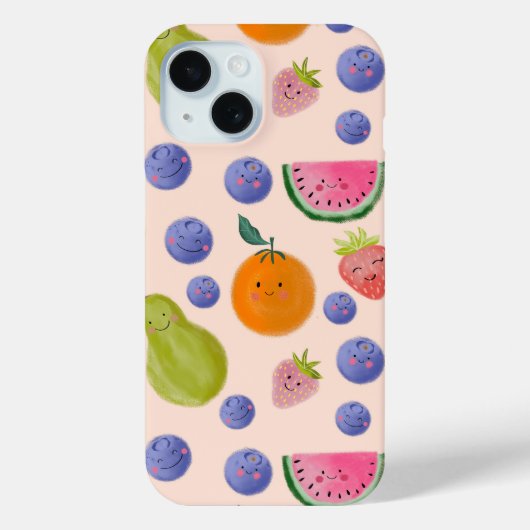 Kawaii Hand-drawn Happy Fruits Case-Mate iPhone Hülle (Rückseite)