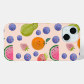 Kawaii Hand-drawn Happy Fruits Case-Mate iPhone Hülle (Rückseite (Horizontal))