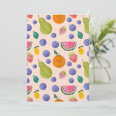 Kawaii Hand-drawn Happy Fruits Einladung (Stehend Vorderseite)