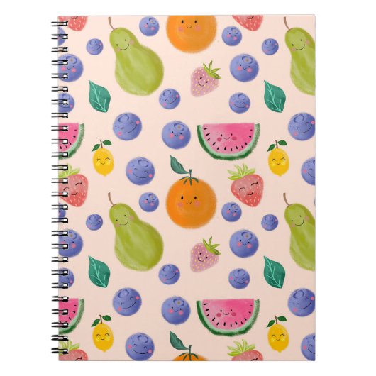 Kawaii Hand-drawn Happy Fruits Notizblock (Vorderseite)