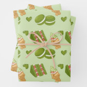 Kawaii Hand-Drawn Matcha Sweets Seamless Pattern Geschenkpapier Set (Beispiel)