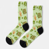 Kawaii Hand-Drawn Matcha Sweets Seamless Pattern Socken (Linkes Detail)