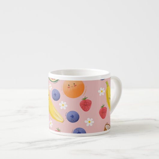 Kawaii handgezeichnet Früchte mit Gesichtsbezug Espressotasse (Vorderseite Rechts)