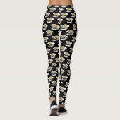 Kawaii Happy Bat Flying auf Vollmond-Muster Leggings (Rückseite)