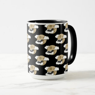 Kawaii Happy Bat Flying auf Vollmond-Muster Tasse