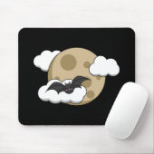 Kawaii Happy Bat Flying on Full Moon Mousepad (Mit Mouse)