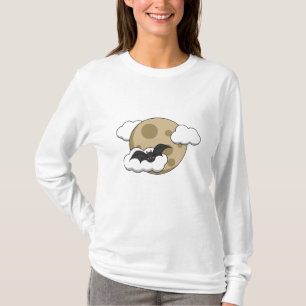 Kawaii Happy Bat Flying on Full Moon T-Shirt