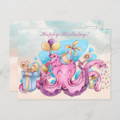 Kawaii Happy Birthday Postcard Postkarte (Vorne/Hinten)