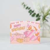 Kawaii Happy Birthday Postcard Postkarte (Stehend Vorderseite)