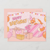 Kawaii Happy Birthday Postcard Postkarte (Vorne/Hinten)