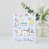 Kawaii Happy Birthday Postcard Postkarte (Stehend Vorderseite)