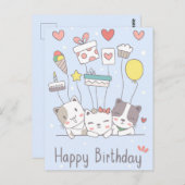 Kawaii Happy Birthday Postcard Postkarte (Vorne/Hinten)