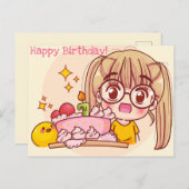 Kawaii Happy Birthday Postkarte (Vorne/Hinten)
